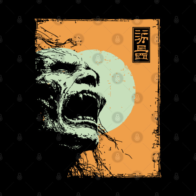 Desperate Zombie Portrait Expressive Ukiyo-e Horror by TuncGK