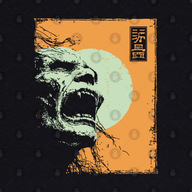 Desperate Zombie Portrait Expressive Ukiyo-e Horror by TuncGK