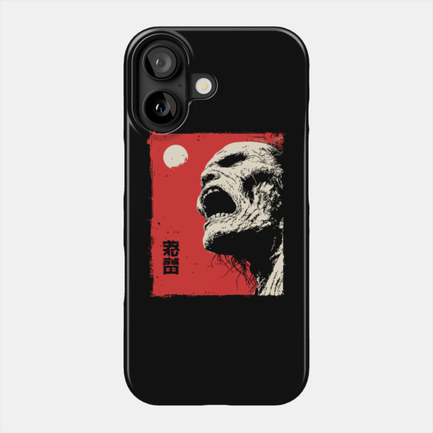Screaming Zombie Profile Japanese Ukiyo-e Horror Phone Case by TuncGK