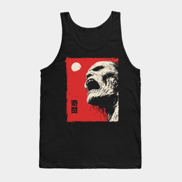 Screaming Zombie Profile Japanese Ukiyo-e Horror Tank Top by TuncGK