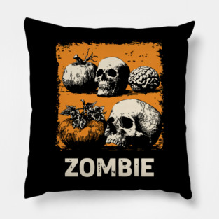 Zombie Horror Still Life Vintage Halloween Art Pillow