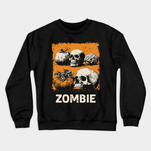 Zombie Horror Still Life Vintage Halloween Art Crewneck Sweatshirt by TuncGK