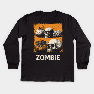 Zombie Horror Still Life Vintage Halloween Art Kids Long Sleeve T-Shirt