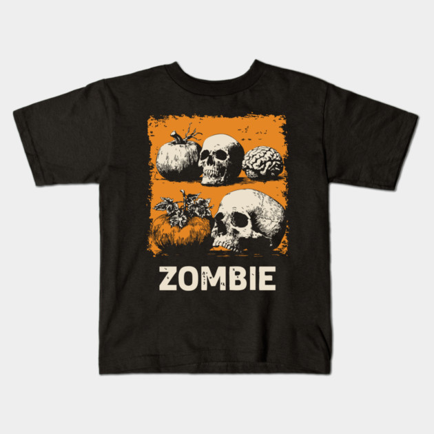Zombie Horror Still Life Vintage Halloween Art Kids T-Shirt by TuncGK