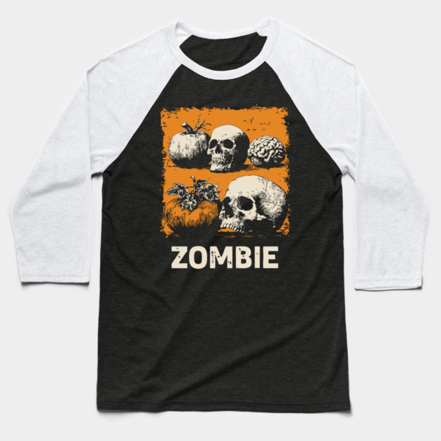 Zombie Horror Still Life Vintage Halloween Art Baseball T-Shirt by TuncGK