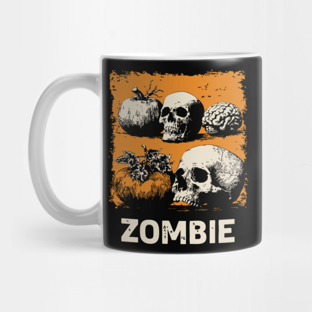 Zombie Horror Still Life Vintage Halloween Art by TuncGK