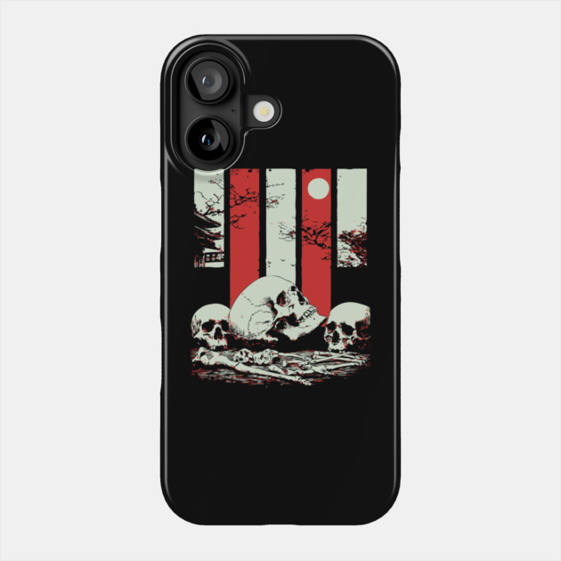 Skulls in a Japanese Garden Vintage Ukiyo-e Art Phone Case by TuncGK