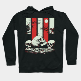 Skulls in a Japanese Garden Vintage Ukiyo-e Art Hoodie