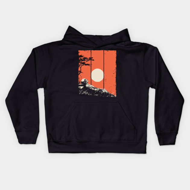 Dying Samurai in the Sunset Ukiyo-e Horror Art Kids Hoodie by TuncGK