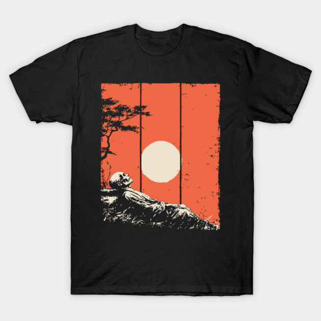 Dying Samurai in the Sunset Ukiyo-e Horror Art T-Shirt by TuncGK