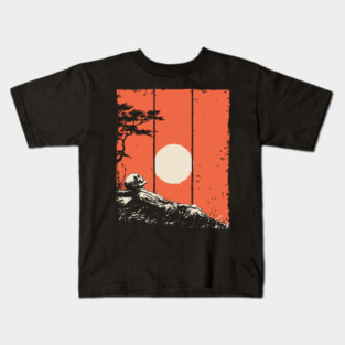Dying Samurai in the Sunset Ukiyo-e Horror Art Kids T-Shirt