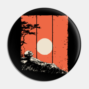Dying Samurai in the Sunset Ukiyo-e Horror Art Pin