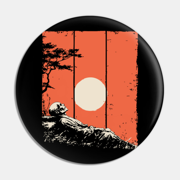 Dying Samurai in the Sunset Ukiyo-e Horror Art Pin by TuncGK