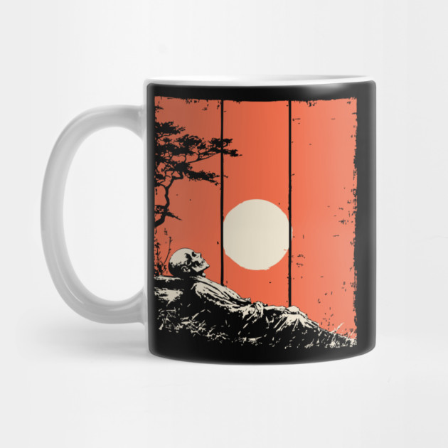 Dying Samurai in the Sunset Ukiyo-e Horror Art by TuncGK