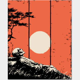 Dying Samurai in the Sunset Ukiyo-e Horror Art Posters and Art