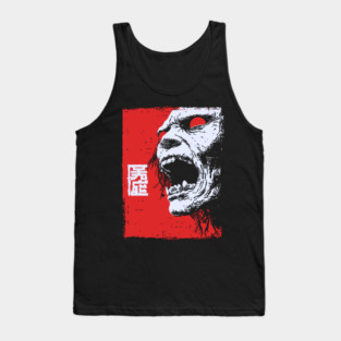 Screaming Undead Zombie Retro Japanese Horror Design Tank Top