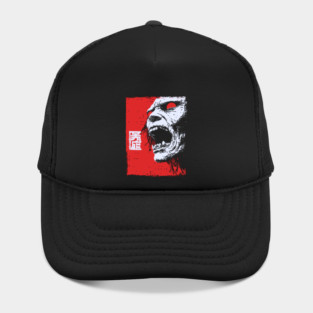Screaming Undead Zombie Retro Japanese Horror Design Hat