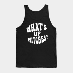 What’s Up Witches? Funny Retro Halloween Wordplay Tank Top