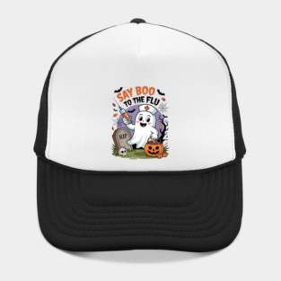 Funny Nurse Ghost Halloween Vaccine Say Boo to The Flu Hat