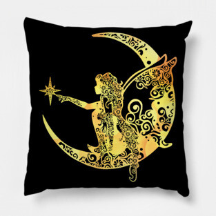 Fairy Moon Star Mandala Magical Color Light Art Pillow