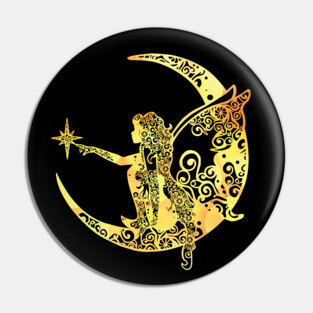 Fairy Moon Star Mandala Magical Color Light Art Pin