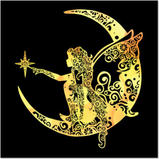 Fairy Moon Star Mandala Magical Color Light Art Posters and Art