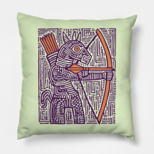 Greek Mythology Centaur Archer Folk Art Pillow
