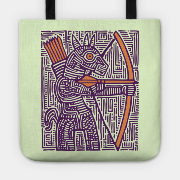 Greek Mythology Centaur Archer Folk Art Tote by TuncGK