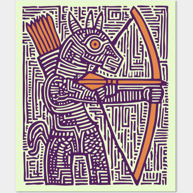 Greek Mythology Centaur Archer Folk Art Wall Art by TuncGK