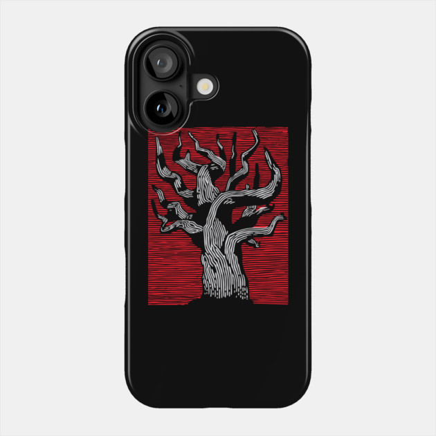 Stark Twisted Tree Graphic Art | Linocut Craft Phone Case by TuncGK