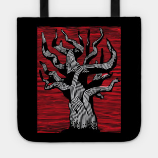 Stark Twisted Tree Graphic Art | Linocut Craft Tote