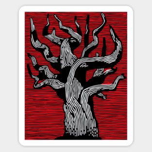 Stark Twisted Tree Graphic Art | Linocut Craft Sticker