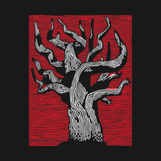 Stark Twisted Tree Graphic Art | Linocut Craft T-Shirt