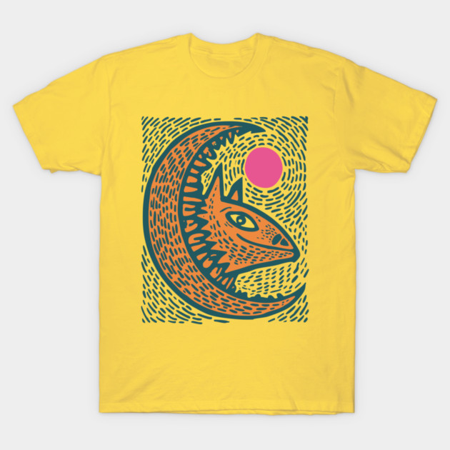 Crescent Moon Bat Linocut Art | Kids Halloween T-Shirt by TuncGK