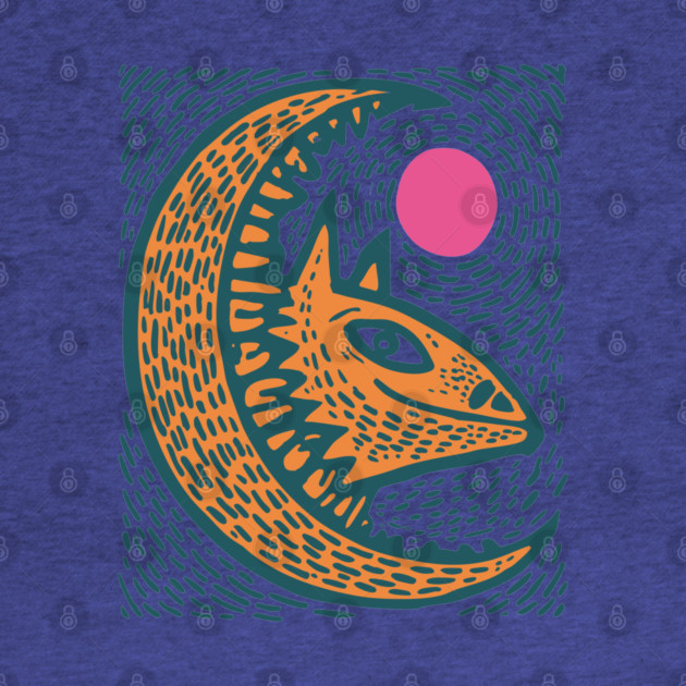 Crescent Moon Bat Linocut Art | Kids Halloween by TuncGK