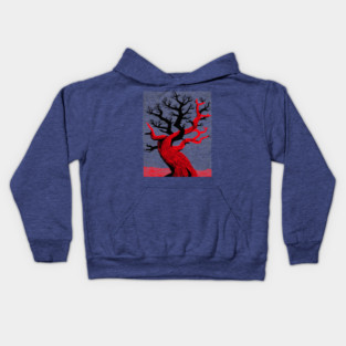 Haunted Forest Spooky Tree Woodcut Kids Hoodie