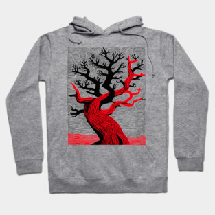 Haunted Forest Spooky Tree Woodcut Hoodie