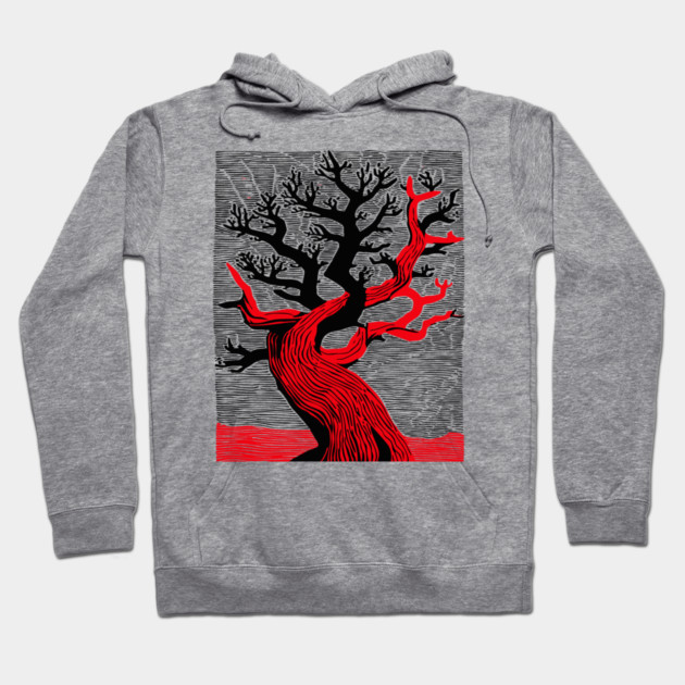 Haunted Forest Spooky Tree Woodcut Hoodie by TuncGK