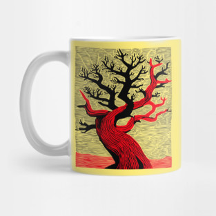 Haunted Forest Spooky Tree Woodcut Mug