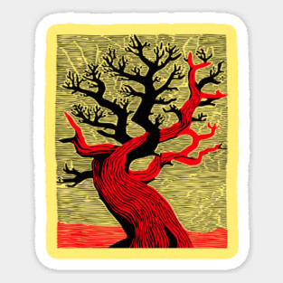 Haunted Forest Spooky Tree Woodcut Magnet
