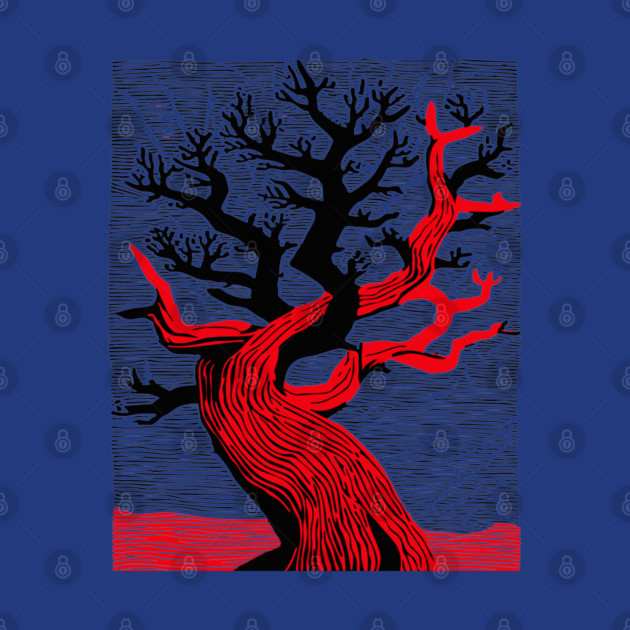 Haunted Forest Spooky Tree Woodcut by TuncGK