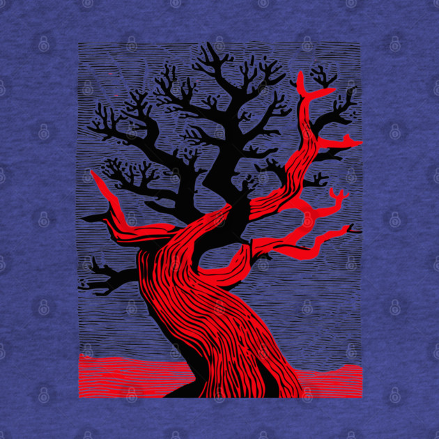 Haunted Forest Spooky Tree Woodcut by TuncGK