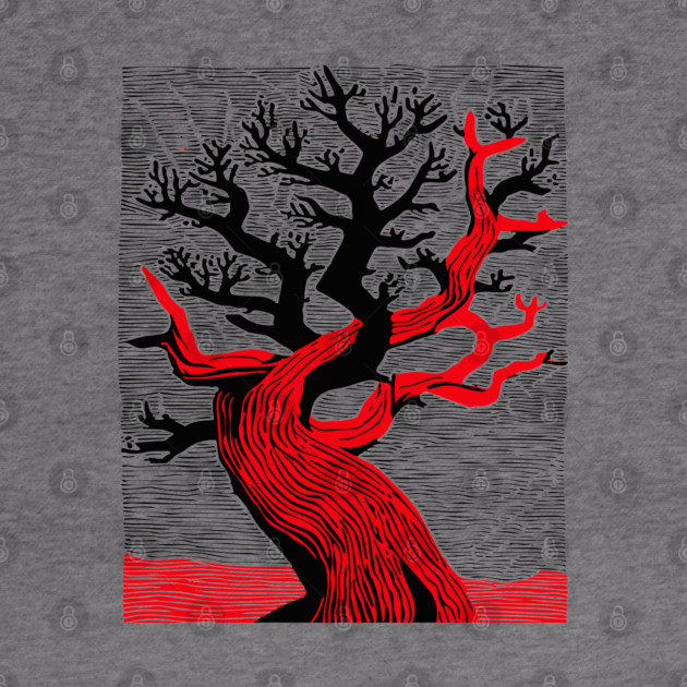 Haunted Forest Spooky Tree Woodcut by TuncGK