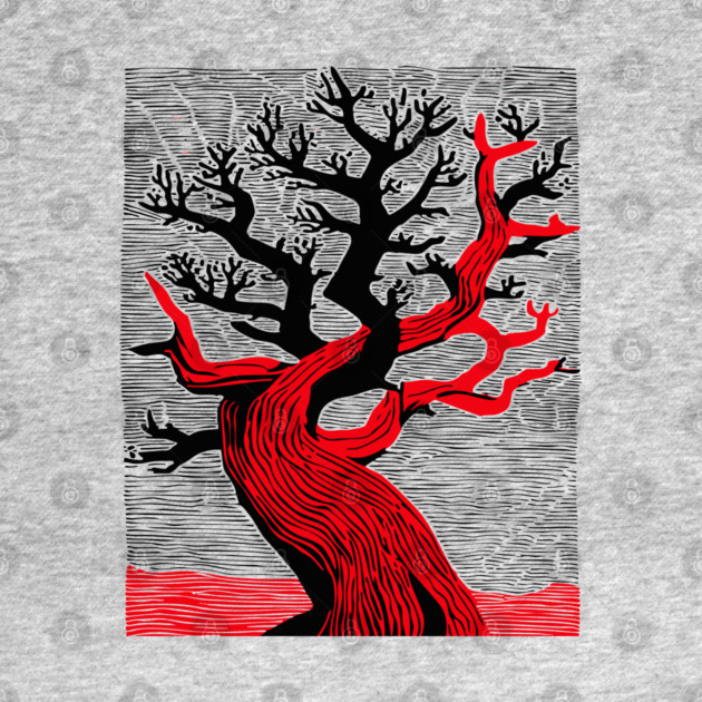 Haunted Forest Spooky Tree Woodcut by TuncGK