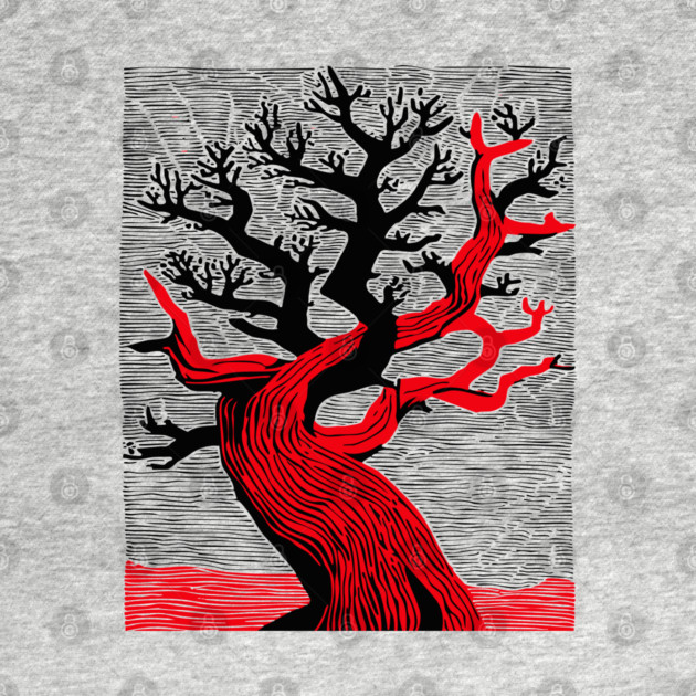 Haunted Forest Spooky Tree Woodcut by TuncGK