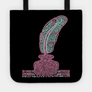 Vintage Quill and Inkwell Woodcut Tote