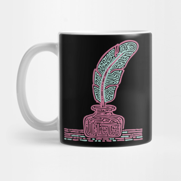 Vintage Quill and Inkwell Woodcut by TuncGK