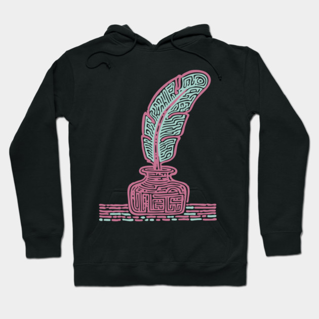 Vintage Quill and Inkwell Woodcut Hoodie by TuncGK