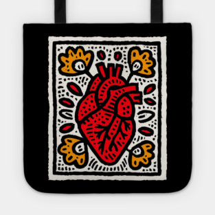 Anatomical Heart Linocut Illustration | Pop Art Tote