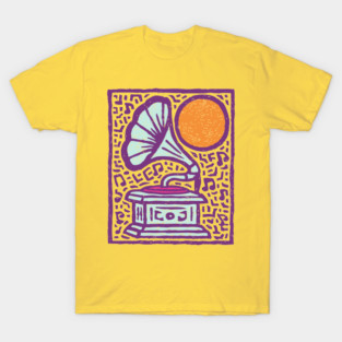 Retro Gramophone Pop Art | Start Listening Purple T-Shirt